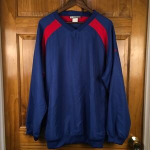 Boombah Mens XL Blue Red V-Neck Windbreaker Pullover Training Jacket 6008